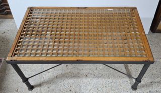 Mesa baja de salón cristal y madera