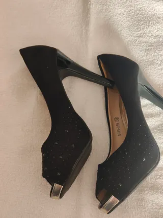 Sandalias tacón negras talla 38