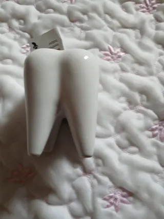 Portaspazzolino dente ceramica bianco