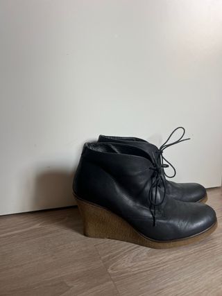 Botines de piel con cuña mujer talla 39