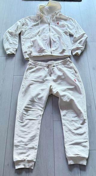 Tuta Ami Paris con cappuccio bianca