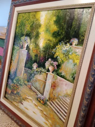 Cuadro Óleo Jardín con Flores