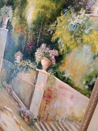 Cuadro Óleo Jardín con Flores