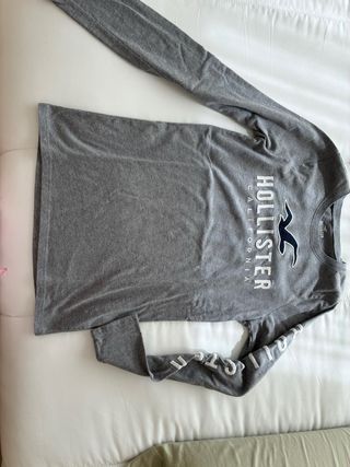 Jersey Hollister gris manga larga