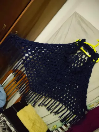 2 Ponchos de punto azul