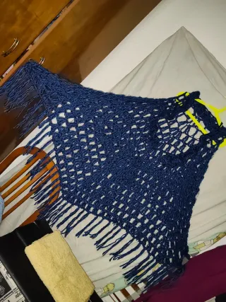 2 Ponchos de punto azul