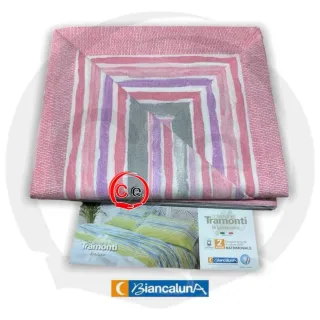 Coppia Lenzuola Biancaluna Righe Rosa Grigio