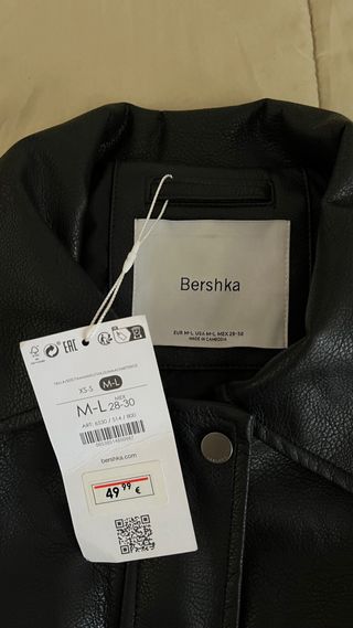 Chaqueta Bershka Cuero Negra