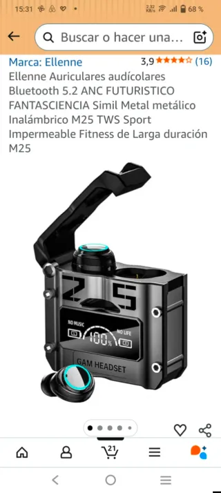 Auriculares Ellenne Bluetooth 5.2 ANC