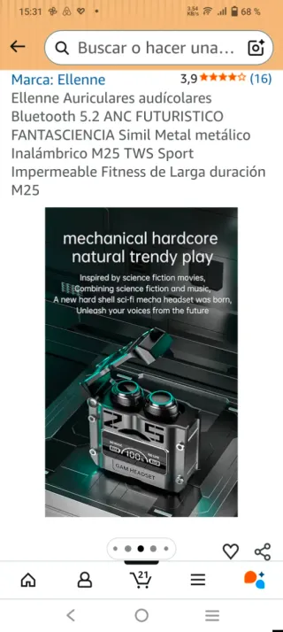 Auriculares Ellenne Bluetooth 5.2 ANC