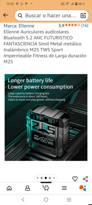 Auriculares Ellenne Bluetooth 5.2 ANC