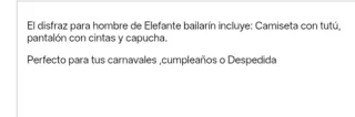 Disfraz Elefante Bailarín Talla 42/44