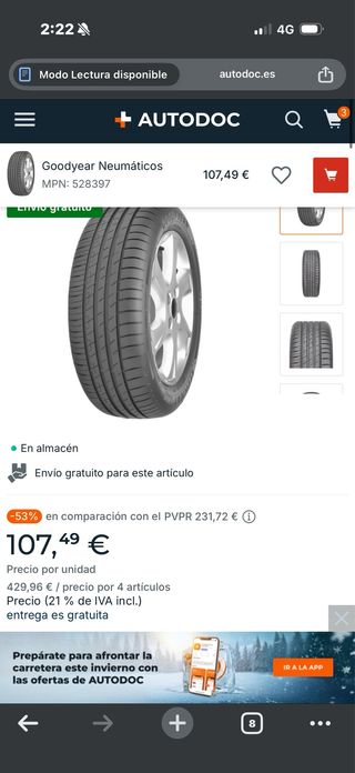 Neumático Goodyear 250 los 4