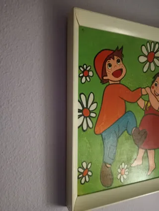 Cuadro antiguo Heidi y Pedro