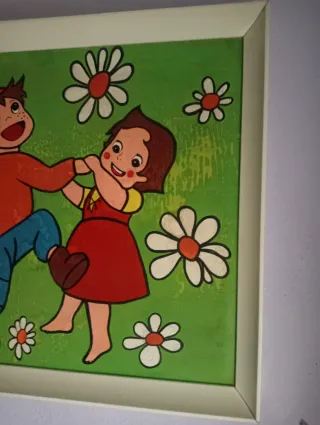 Cuadro antiguo Heidi y Pedro