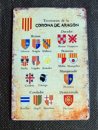 Cartel Metálico Escudos Corona de Aragón