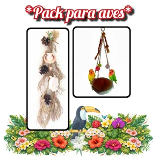 Pack juguete+nido para agapornis/loros/pájaros