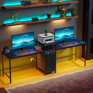 Escritorio doble OURREU 236cm con cajonera