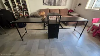 Escritorio doble OURREU 236cm con cajonera