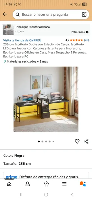 Escritorio doble OURREU 236cm con cajonera