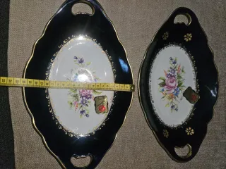 Bandejas de porcelana con flores doradas