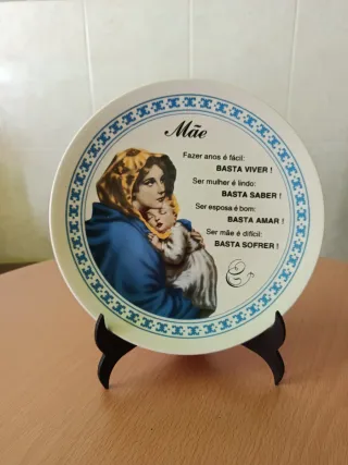 Prato decorativo Mãe Cerâmica