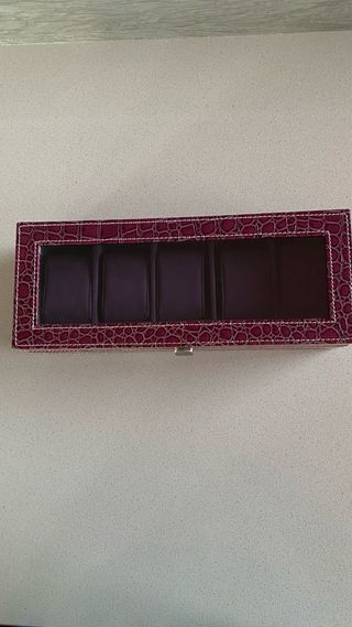 Joyero para relojes púrpura y plateado