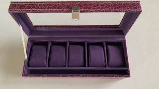 Joyero para relojes púrpura y plateado