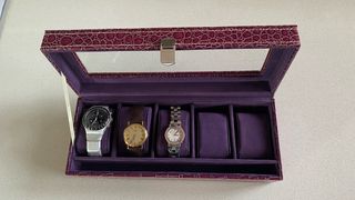 Joyero para relojes púrpura y plateado