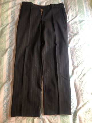 Traje de raya negro POINT, Caramelo. Talla 48