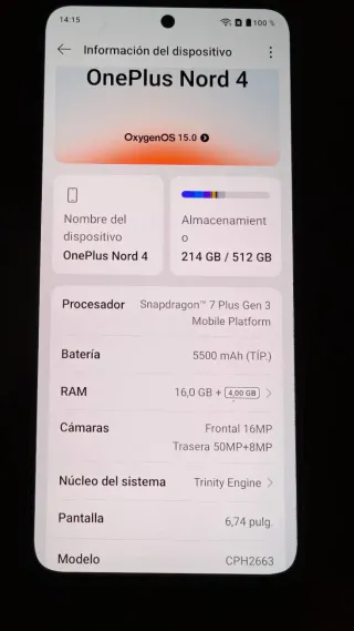 OnePlus Nord 4 512GB Verde/Plateado