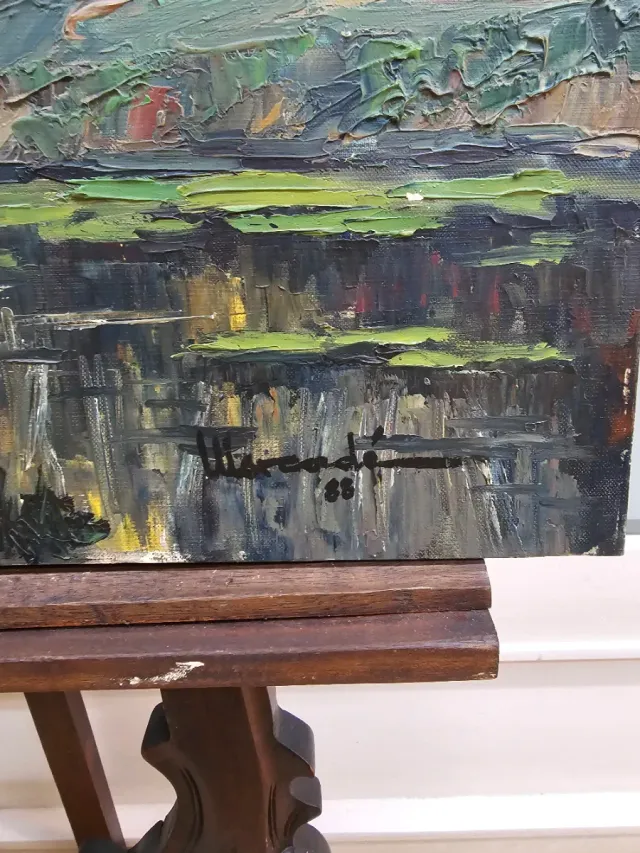 Óleo original pintor Mercade paisaje de Olot