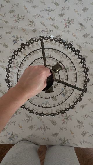 Lámpara de techo antigua de cristal y metal