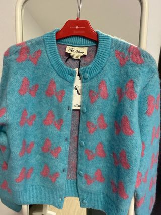 Cárdigan azul con lazos rosas Talla S