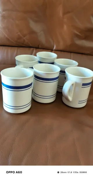 Set 6 Boccale Ceramica Righe Blu