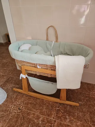 Moisés Cuna Bebé Mimbre y Madera