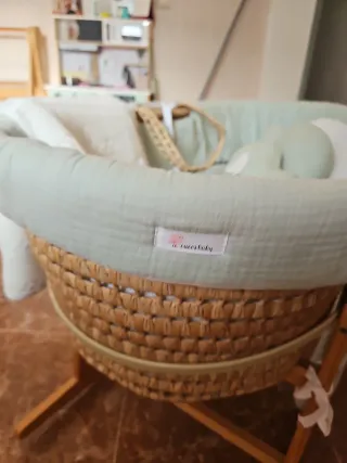 Moisés Cuna Bebé Mimbre y Madera