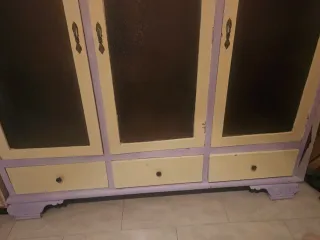 Armario antiguo madera 3 puertas cristal