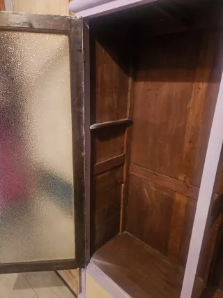 Armario antiguo madera 3 puertas cristal