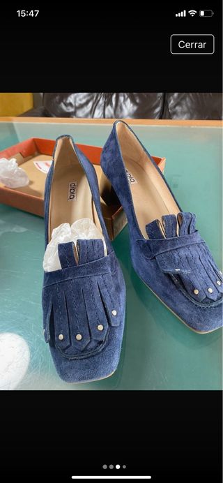 Zapatos ante azul tacón 4cm sin estrenar