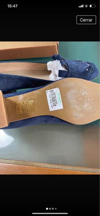 Zapatos ante azul tacón 4cm sin estrenar