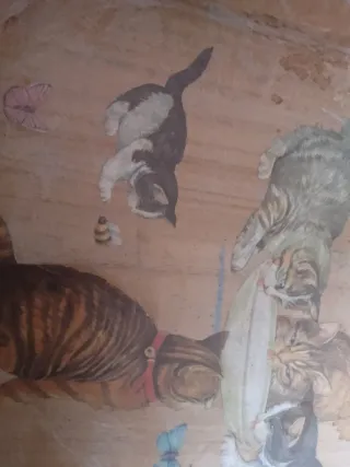 Vassoio legno decoupage con gatti