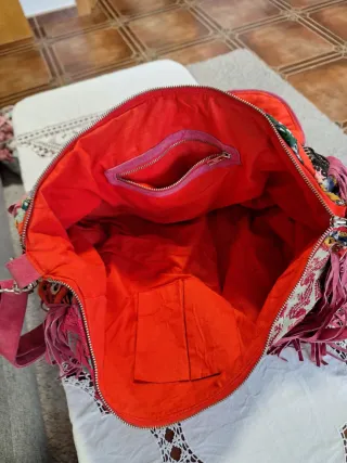 Bolso étnico flecos bordado multicolor. REBAJAS 15