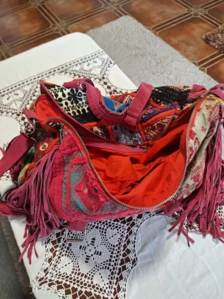 Bolso étnico flecos bordado multicolor. REBAJAS 15