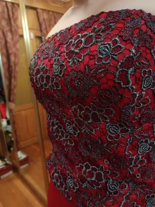 Conjunto Top y Falda Rojo Dorado