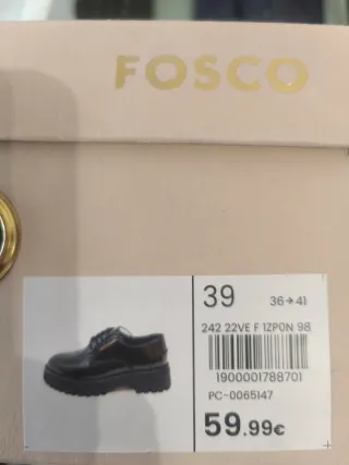 Zapatos Fosco Piel Negro Talla 39