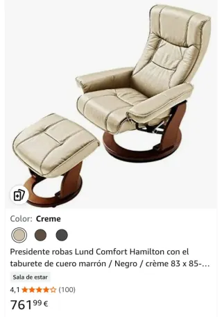 Sillón eléctrico beige piel sintética