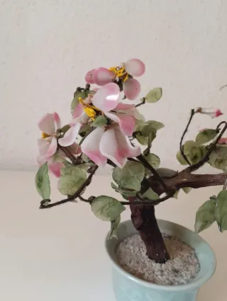 Planta bonsai artificial flores rosas