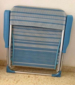 Silla de Playa Plegable Rayas Azul