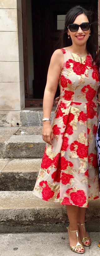 Vestido CH Rojo y Dorado Talla 38